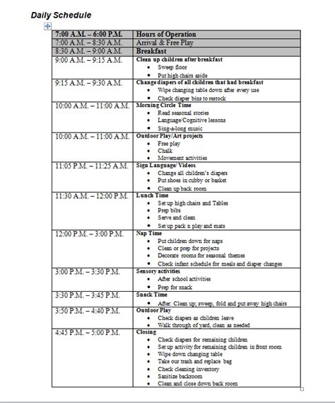 daily-schedule - Thriving Childcare