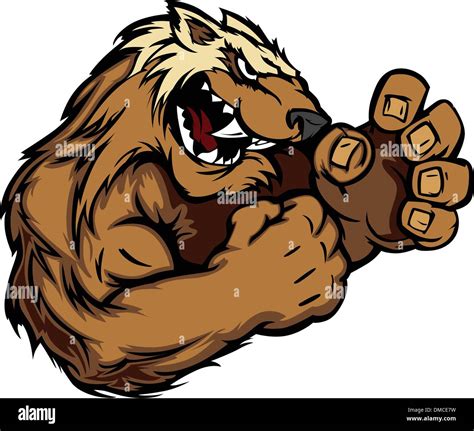 Cartoon Angry Wolverine Animal - Drawing