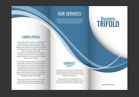 Template design of blue wave trifold brochure - Download Free Vector ...