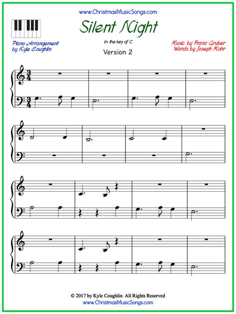 Silent Night piano sheet music - free printable PDF