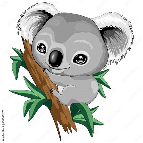 Koala Baby Cute Cartoon Character Vector Illustration Stock Vector ...