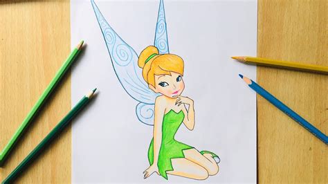 How to Draw Tinkerbell Step by Step Easy | Disney Fairy | Colored ...