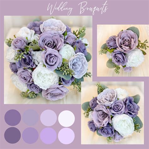 LILAC & DUSTY PLUM Cascade Wedding Bouquet Cascading Bridal Bouquet ...