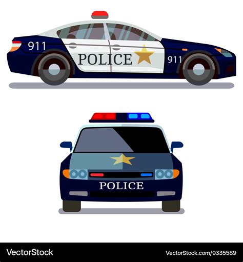 Police car front and side view Royalty Free Vector Image