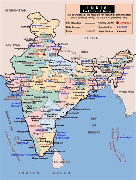 Political and administrative map of India | India | Asia | Mapsland ...