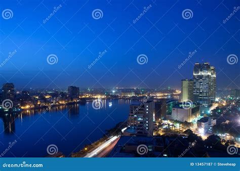 Panorama Across Cairo Skyline at Night Stock Image - Image of capital ...