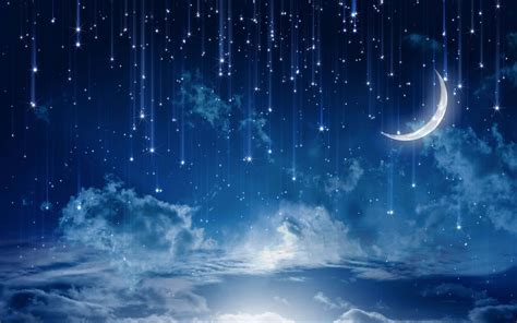 Night Sky Stars Moon Wallpaper