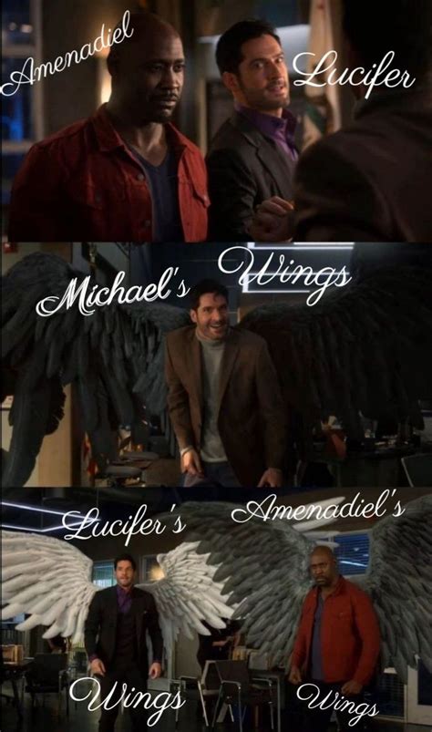 two men standing next to each other in front of an angel with the words ...