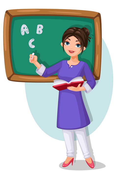 School teacher with green chalkboard holding a book 1307837 Vector Art ...