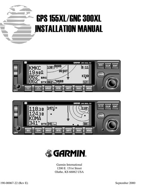 GARMIN GPS 155XL INSTALLATION MANUAL Pdf Download | ManualsLib