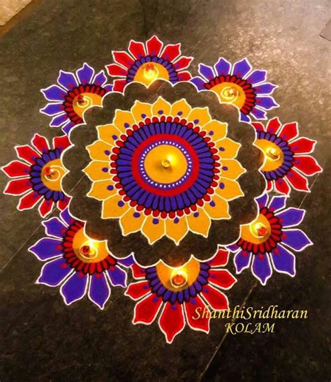 Pin by Viji Chidam on Rangoli | Rangoli designs flower, Diwali design ...