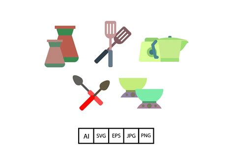 Kitchen Set Illustration Colorful Art Graphic by Na Punya Studio ...