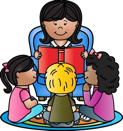 Students reading teacher reading with students clip art clipart ...