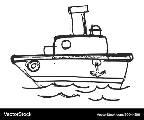 Sketch funny steamboat Royalty Free Vector Image