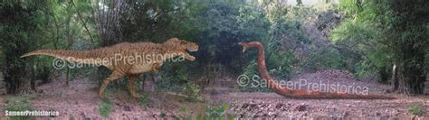 Tyrannosaurus Rex vs Titanoboa by SameerPrehistorica on DeviantArt