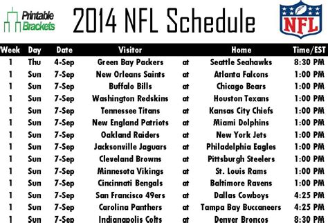 NFL schedule - Bing images