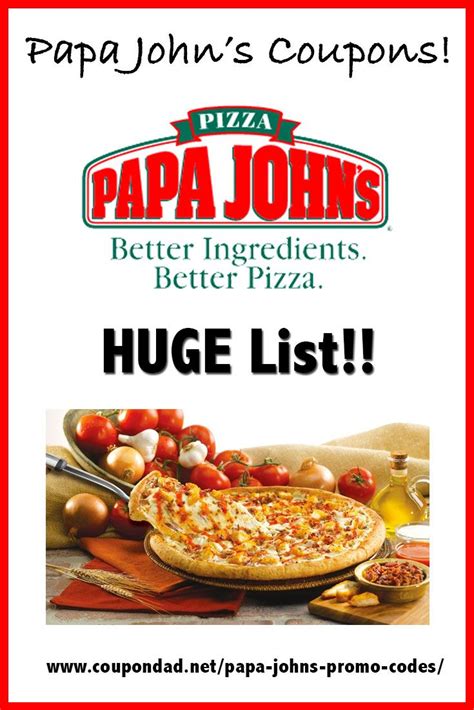 Papa John's Coupons! Always current and up to date with the latest ...