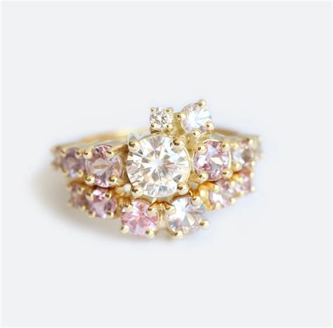 Cluster Diamond Ring Cluster Wedding Ring Set Gold Cluster