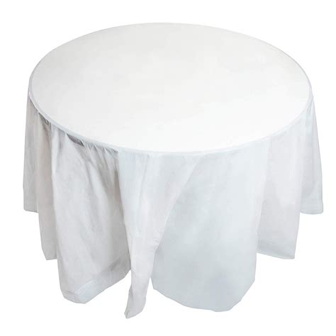 12-Pack White Plastic Tablecloth, Round 84-Inch Disposable Birthday ...