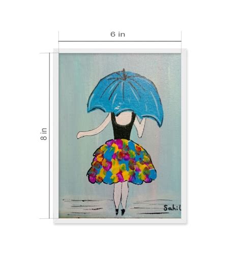 Buy Girl With Blue Umbrella Handmade Acrylic Painting On Canvas By ...