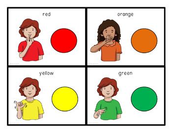 ASL (Sign Language) Colors Visual Flashcard Dictionary by Breezy Special Ed