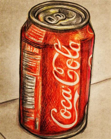 coloured pencil observation of coca cola can | Coca cola can, Art ...