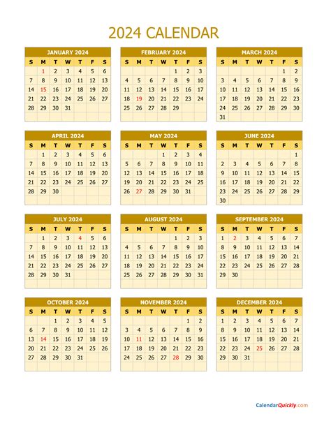 2024 Calendar Vertical | Calendar Quickly