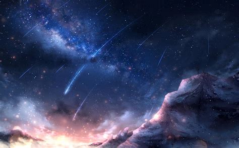 HD wallpaper: Anime, Original, Cloud, Comet, Mountain, Night, Sky ...