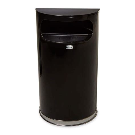 Rubbermaid Commercial Products 9 Gal. Black/Chrome Half-Round Open Side ...