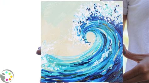 How to Paint in Acrylics | Easy Ocean Wave Painting Tutorial | 15 ...