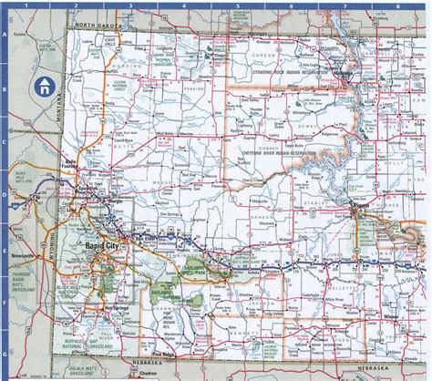 South Dakota detailed roads map.South Dakota state highway map