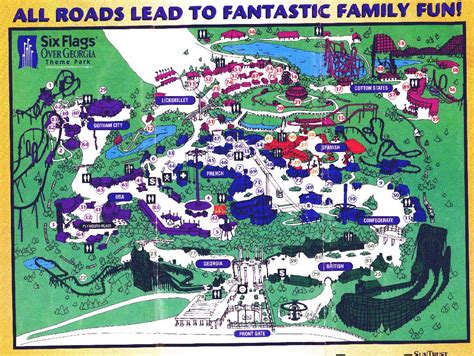 Theme Park Brochures Six Flags Over Georgia Map 1997 ...