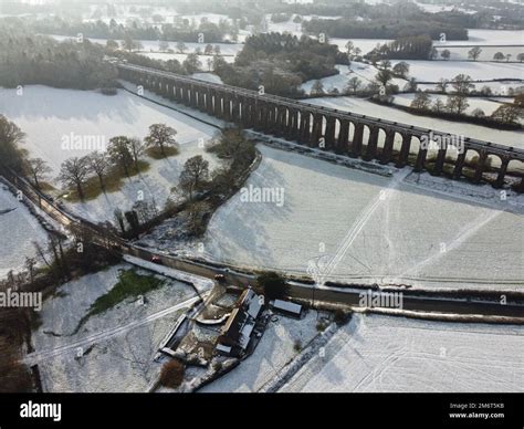 Aerial view of Ouse Valley Viaduct in winter Stock Photo - Alamy