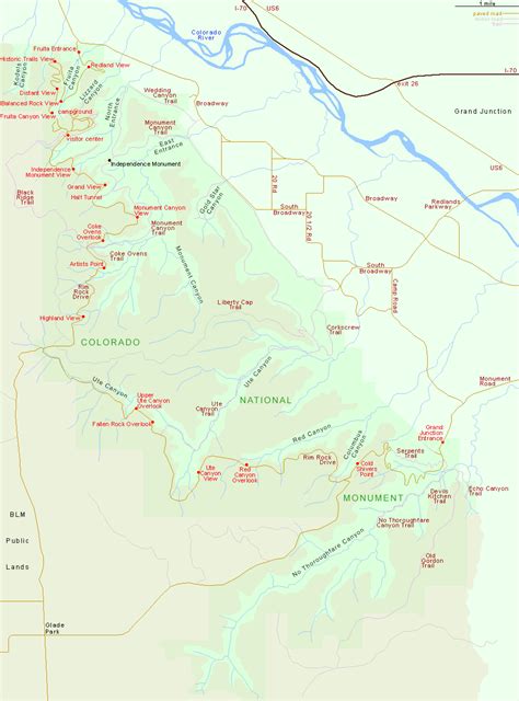 Map of Colorado National Monument, Grand Junction, Colorado