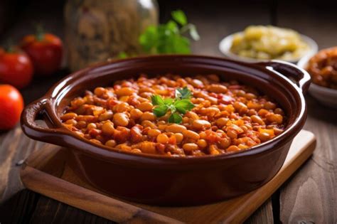 Premium AI Image | Baked beans a common side dish for bbq