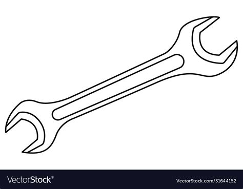 Spanner wrench contour tool Royalty Free Vector Image