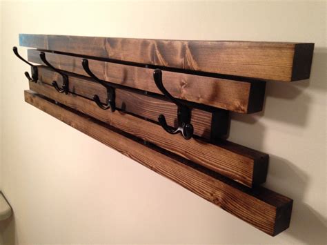 Rustic Wall Mount Wooden Coat Rack 4 Hook Coat Hanger - Etsy