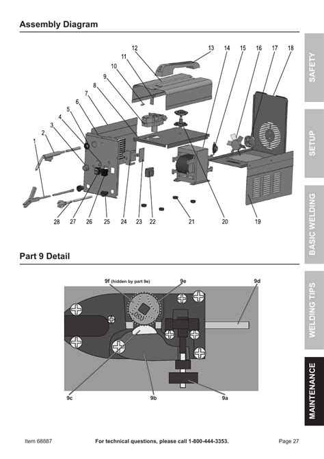 Part 9 detail assembly diagram | Chicago Electric 90 AMP FLUX WIRE ...