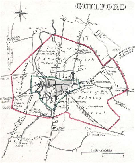 Map of Guildford Surrey | Guildford surrey, Guildford, Map