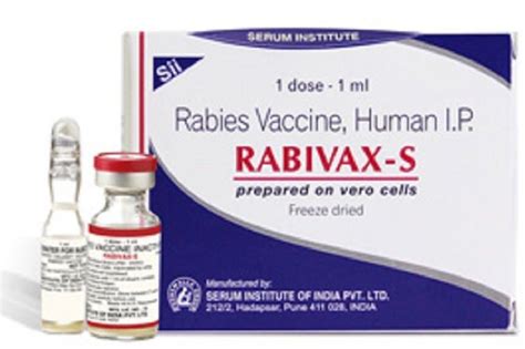 Rabivax-S Rabies Vaccine Human I.P, Serum Institute, 1ml at Rs 318/box ...