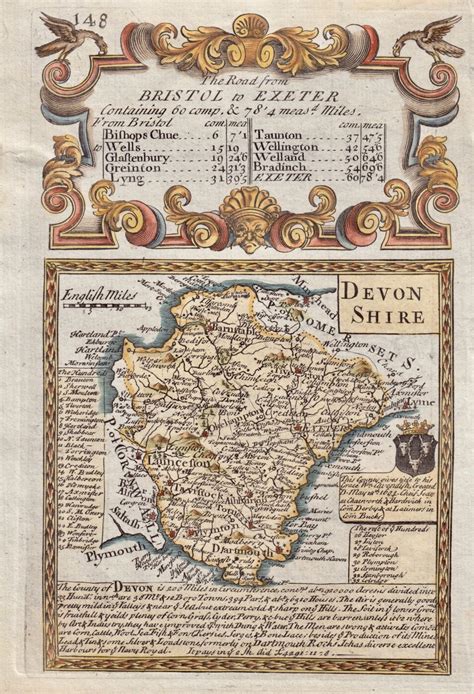 Devon Antique Maps, Old Maps of Devon, Vintage Maps of Devon, UK