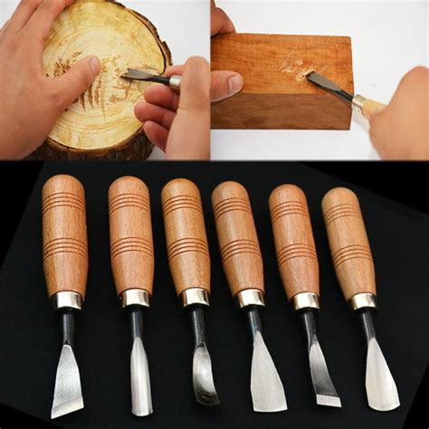 6Pcs Hand Wood Carving Tools Chip Detail Chisel Set Knives Tool for ...