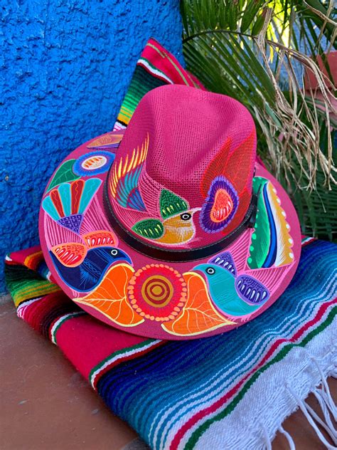 Hand Painted Mexican Hat hand Painted Hat Mexican Sombrero Traditional ...