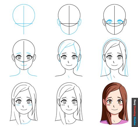 How to Draw a Cute Anime Girl's Head and Face - Easy Step by Step Tutorial