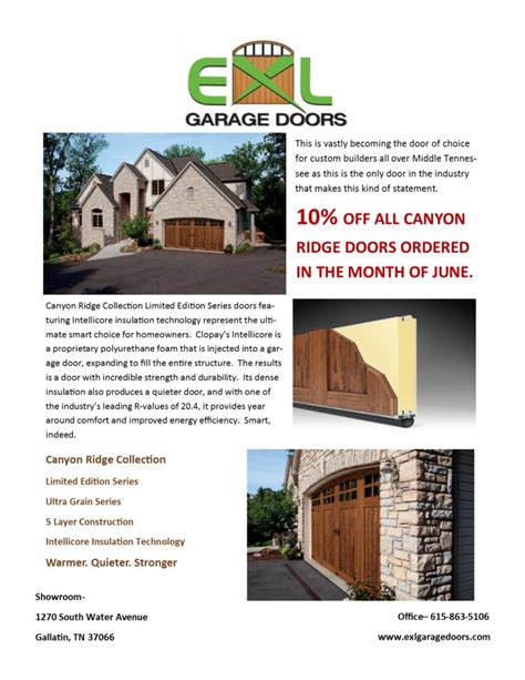 10% Off All Canyon Ridge Doors in June! | EXL Garage Doors