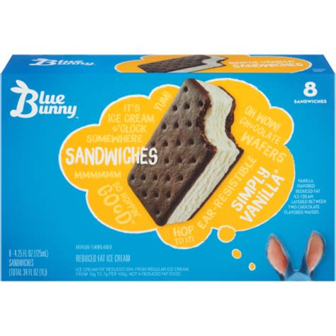 Blue Bunny Simply Vanilla Ice Cream Sandwiches, 8 ct - Kroger