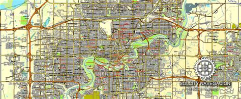 Edmonton Canada map vector Adobe Illustrator: Printable City Plan ...