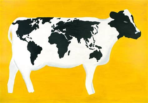 Cow World Map Painting by Trish Bullman | Saatchi Art