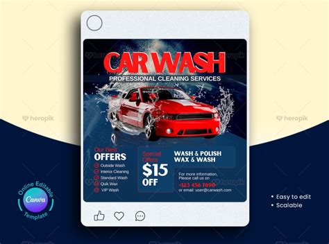 Car Wash Services Offer Banner Canva Template - Heropik!