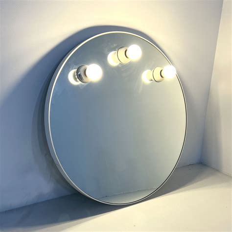 White Round Mirror with Lights from Gedy, 1970s | #224847